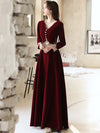 BH291 Simple Burgundy velvet Bridesmaid Dress