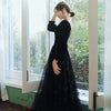 PP315 Black velvet with tulle sequined Evening Dress