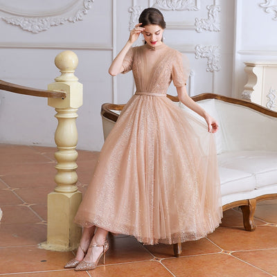 BH237 High neck A-line Tea length Occasion Dresses (2 Colors)