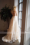 CW400 Lace Long Sleeves Wedding Dress with Open Back