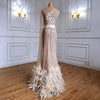 LG406 One Shoulder Feather Mermaid Evening Dress With Cape