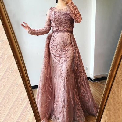 LG468 : 2 Styles Long sleeves beading Evening gowns