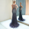 LG356 Luxury Spaghetti Strap V Neckline Beaded Evening Gowns (2 Colors)