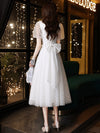 SS224 Polka dot Square Collar tea-length Wedding dress