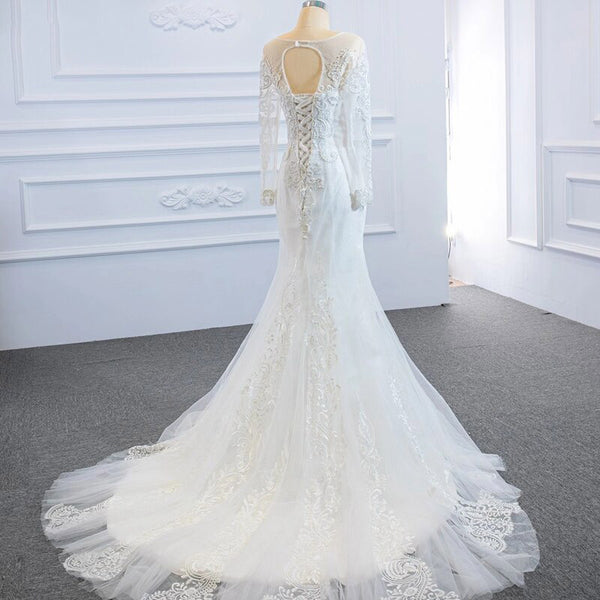 HW443 Real pictures beading mermaid Bridal dress with detachable train ...