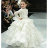 FG392 Luxurious Long Sleeves Lace Tiered Flower Girl Dress