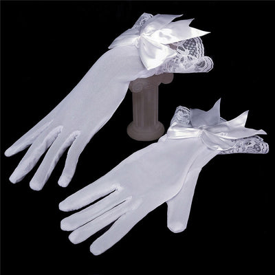 BV106 Big Bowknot Bridal Gloves (Black/White )