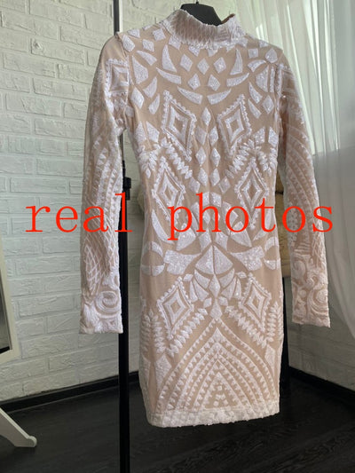 MX320 Long Sleeve Sequin Cocktail dresses ( 2 Colors )