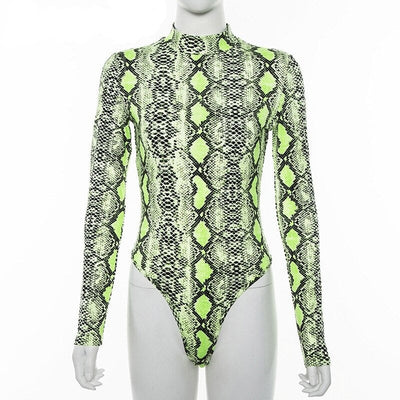 JR152 Green Snake Print Bodysuit