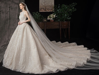 CW409 Shiny Halter Wedding Dress