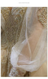 CW399 Vintage high neck Champagne Wedding Dress