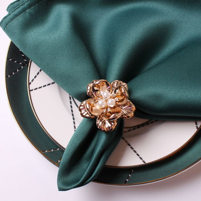 DIY326 : 6pcs/lot Pearl Flower Napkin Ring For Wedding & Event Table