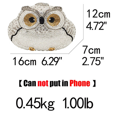 CB273 Luxury Owl shaped diamond Party Clutch Bag