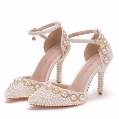 BS164 Pearl Bridal Shoes (Ivory/White)