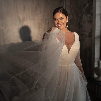 CW574 Plus size simple A-line Bridal dress