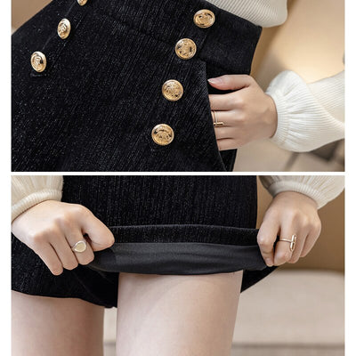 TP35 Korean fashion Wide Leg Black Shorts