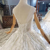 HW284 Real Photo O-Neck Crystal Sequined Beading Wedding Dress