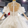 HW307 Real Photo 100% Luxurious High Neck Beaded Crystal Wedding Dress+Veil