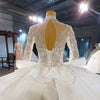 HW342 Real Sample picture Luxurious High Neck Crystal Sequined Wedding Gown