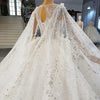 HW343 Real pictures Luxurious Beading Sequined Wedding Dress with long cape