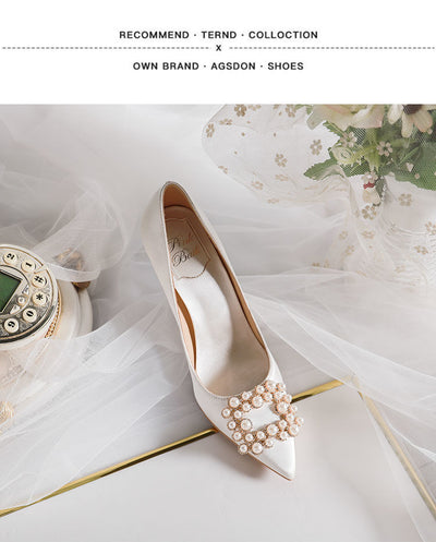 BS184 Elegant Bridal shoes ( creamy-white/red )