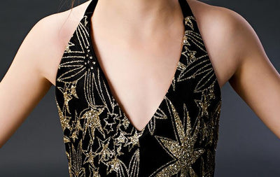 FG353 High-end sequined Black Evening Gown for Girls
