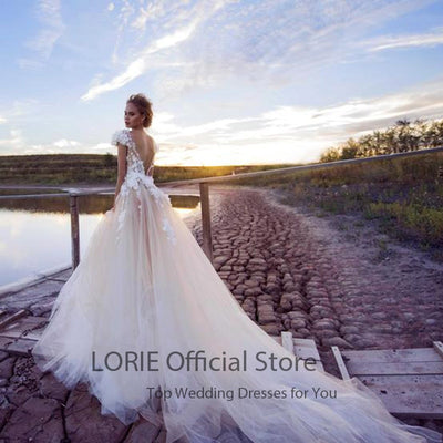 CW637 : 3D flowers Beach Wedding dress for Pre-wedding photoshoot