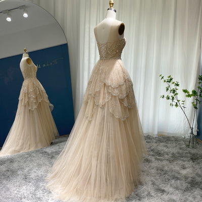 SS261 Luxury Champagne High Low Wedding dress