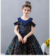 FG441 Luxury blue Sequins Girl dresses