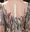 PP316 Champagne 3/4 sleeves sequined Evening Dress