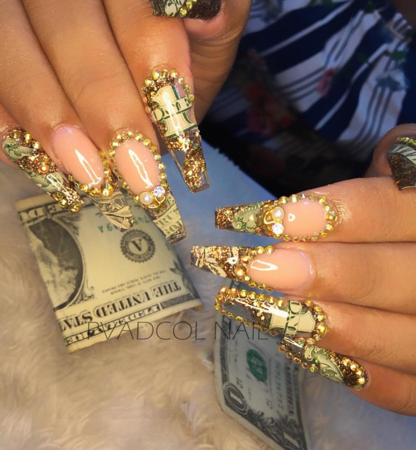 Usd Dollars Design Nail Art Decoration Gold Dollar For Rhinestone