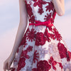 BH250 Floral  Burgundy Bridesmaid Dress