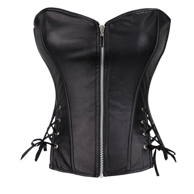 LR18 Plus Size Faux Leather Corset With Skirt (Black/Red)