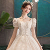 HW405 Short sleeve beading pearls Bridal Gown