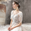 CW416 Short Sleeves Lace Up Back Ball Gown Wedding dress
