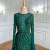 LG439 Luxurious Green beaded mermaid Evening Gown