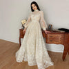 CW857 Simple Beige Puff sleeve Wedding dress
