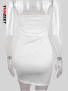 MX416 Strapless fur white Mini dress