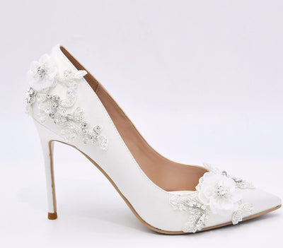 BS196 Handmade Ivory Lace Bridal shoes
