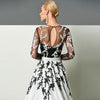 LG480 Sheer Long Sleeves Appliques Evening Gown with overskirt