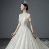 HW384 Sparkly Beading short sleeve Bridal Gown