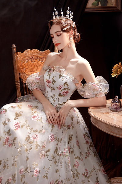 PP319 Off the shoulder Floral Evening Gown