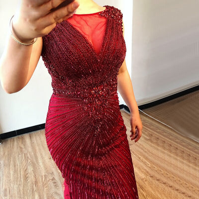 LG378 Real Pictures : Luxury diamond beaded Evening Gowns ( 2 Colors)