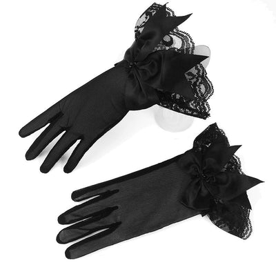 BV106 Big Bowknot Bridal Gloves (Black/White )