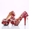 BS187 Luxurious red diamond Bridal shoes