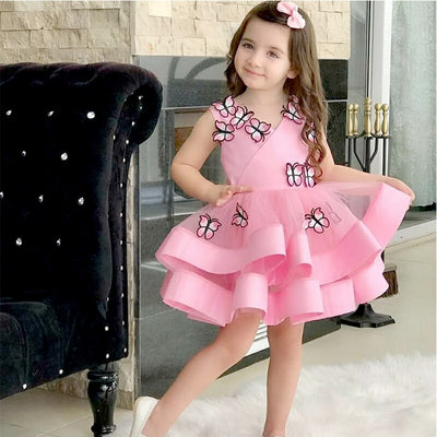 FG521 : 3D  Butterfly Princess Girl dresses ( 4 Colors )