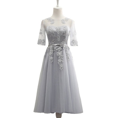 BH109 Half Sleeves Tulle Bridesmaid Dress