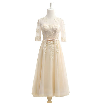 BH109 Half Sleeves Tulle Bridesmaid Dress