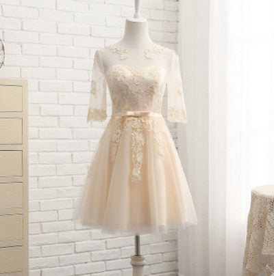 BH109 Half Sleeves Tulle Bridesmaid Dress