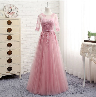 BH109 Half Sleeves Tulle Bridesmaid Dress